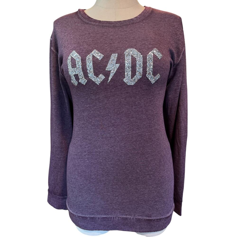 Lane Bryant 26/28 4X Purple AC/DC Embellished Pullover Cozy Fleece Sweatshirt
